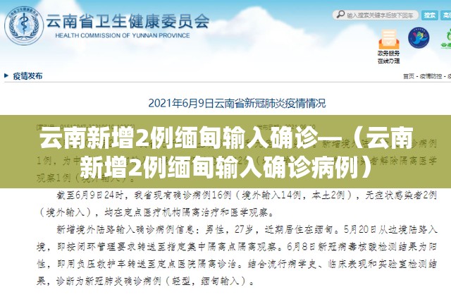 云南新增2例缅甸输入确诊—（云南新增2例缅甸输入确诊病例）