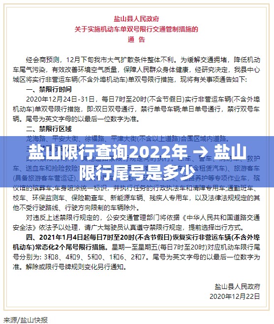 盐山限行查询2022年 → 盐山限行尾号是多少