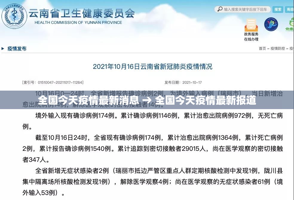 全国今天疫情最新消息 → 全国今天疫情最新报道