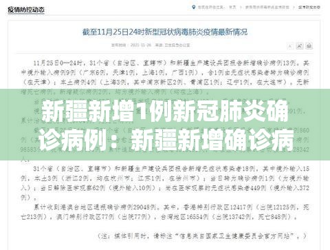 新疆新增1例新冠肺炎确诊病例：新疆新增确诊病例行动轨迹