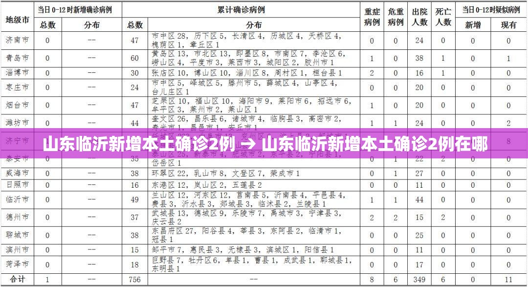 山东临沂新增本土确诊2例 → 山东临沂新增本土确诊2例在哪