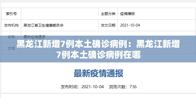 黑龙江新增7例本土确诊病例:黑龙江新增7例本土确诊病例在哪 黑龙江新增7例本土确诊病例:黑龙江新增7例本土确诊病例在哪