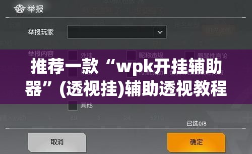 推荐一款“wpk开挂辅助器	”(透视挂)辅助透视教程