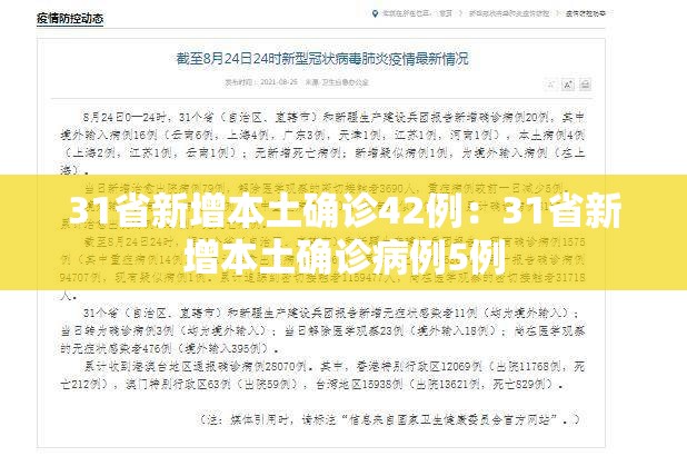 31省新增本土确诊42例：31省新增本土确诊病例5例