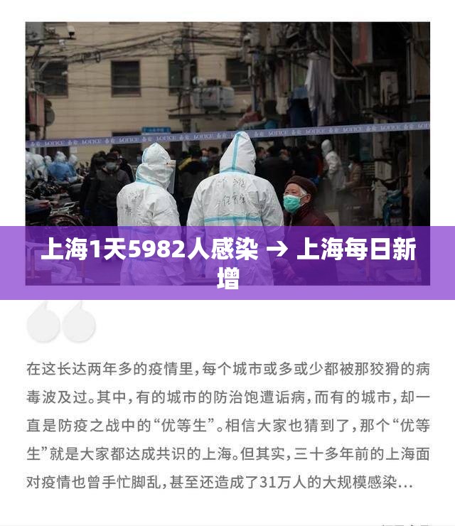上海1天5982人感染 → 上海每日新增