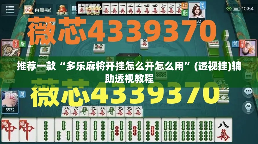 推荐一款“多乐麻将开挂怎么开怎么用	”(透视挂)辅助透视教程