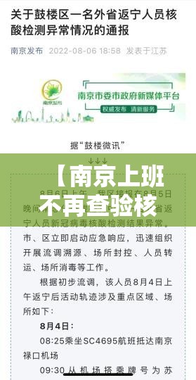 【南京上班不再查验核酸,南京不去做核酸检测会怎么样】