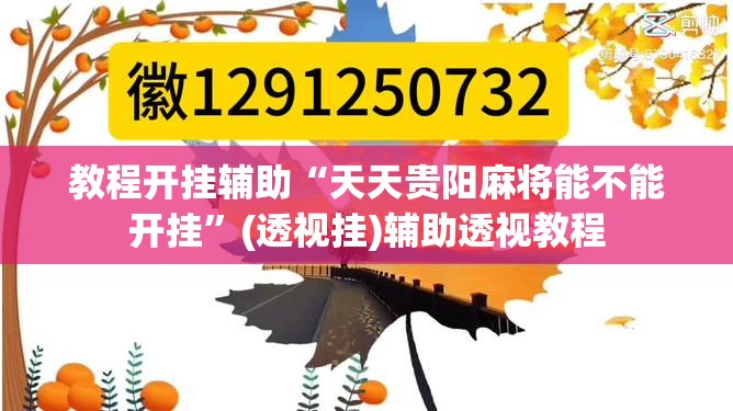 教程开挂辅助“天天贵阳麻将能不能开挂”(透视挂)辅助透视教程
