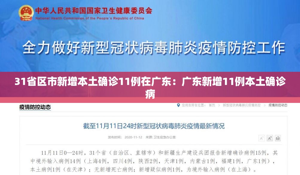 31省区市新增本土确诊11例在广东：广东新增11例本土确诊病