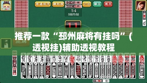推荐一款“邳州麻将有挂吗”(透视挂)辅助透视教程