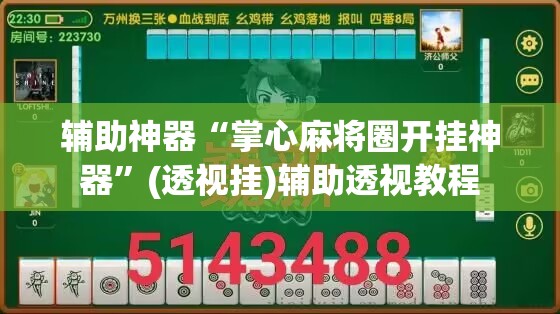 辅助神器“掌心麻将圈开挂神器”(透视挂)辅助透视教程