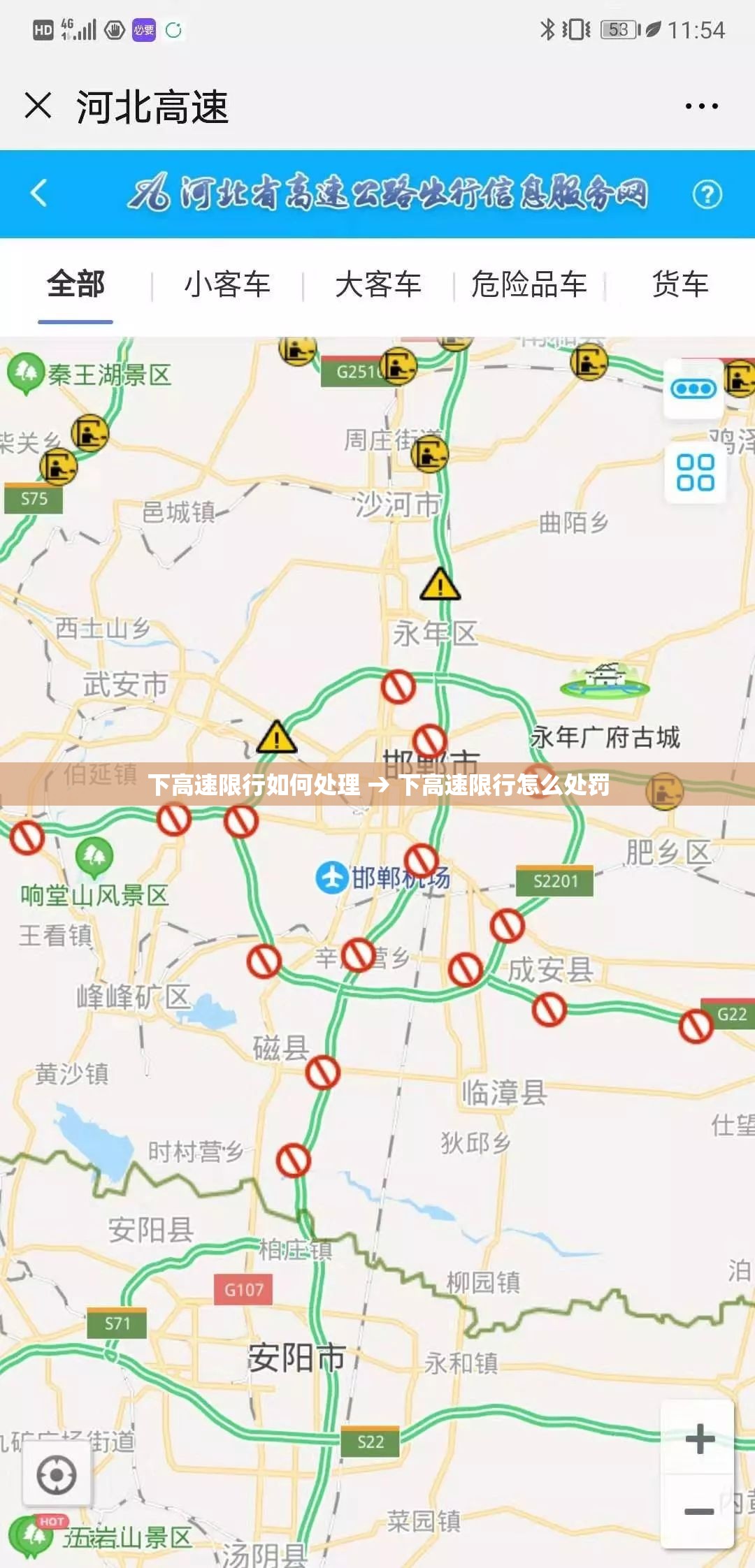 下高速限行如何处理 → 下高速限行怎么处罚