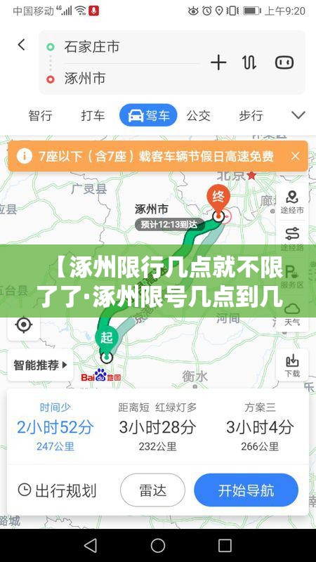 【涿州限行几点就不限了了·涿州限号几点到几点结束】