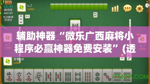 辅助神器“微乐广西麻将小程序必赢神器免费安装	”(透视挂)辅助透视教程