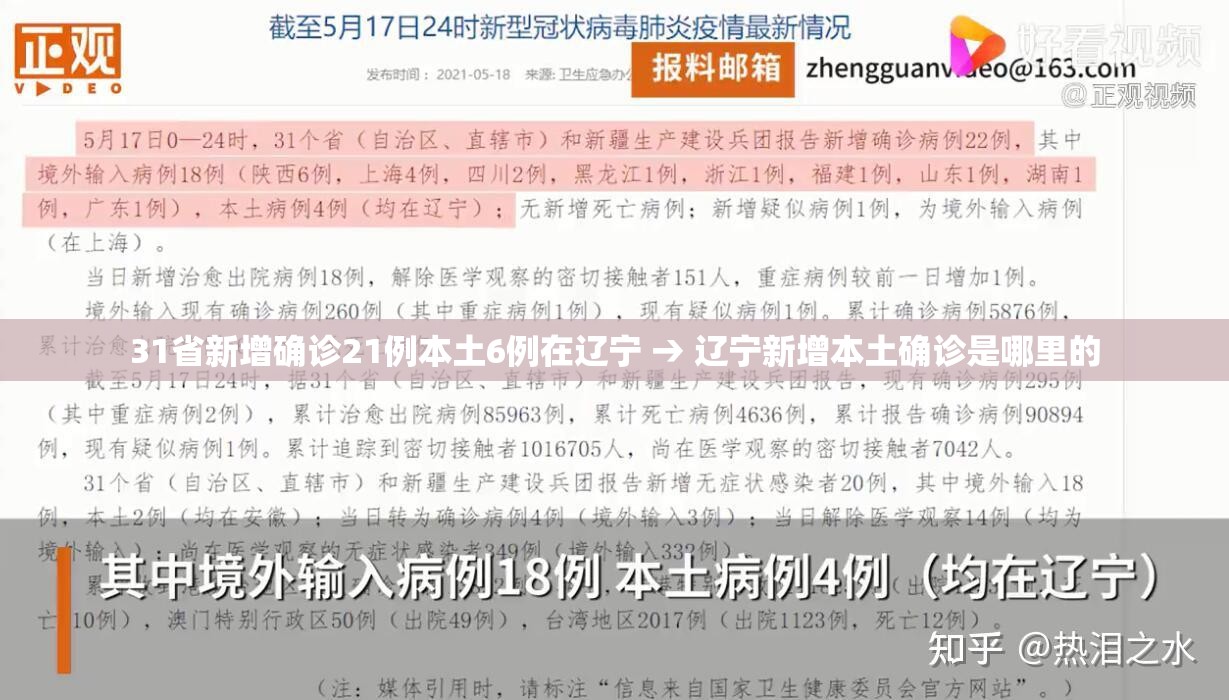 31省新增确诊21例本土6例在辽宁 → 辽宁新增本土确诊是哪里的
