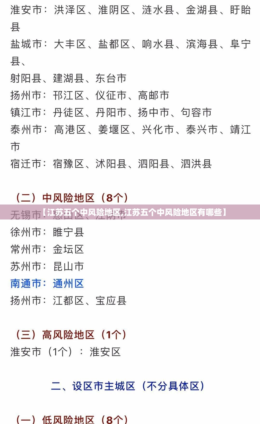 【江苏五个中风险地区,江苏五个中风险地区有哪些】