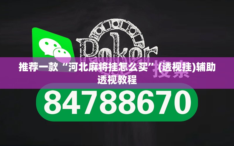 推荐一款“河北麻将挂怎么买”(透视挂)辅助透视教程