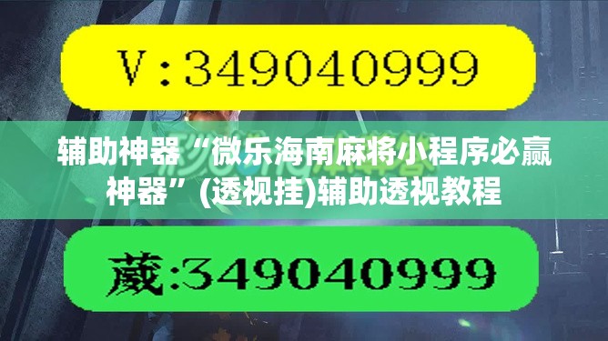 辅助神器“微乐海南麻将小程序必赢神器”(透视挂)辅助透视教程