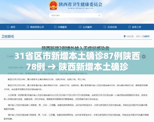31省区市新增本土确诊87例陕西78例 → 陕西新增本土确珍
