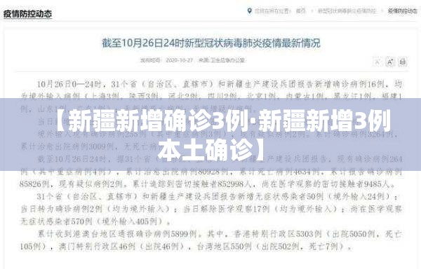 【新疆新增确诊3例·新疆新增3例本土确诊】