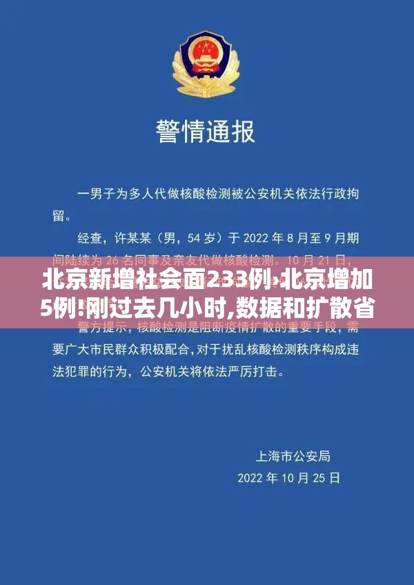 北京新增社会面233例›北京增加5例!刚过去几小时,数据和扩散省份又有新变化