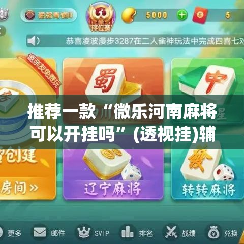 推荐一款“微乐河南麻将可以开挂吗	”(透视挂)辅助透视教程