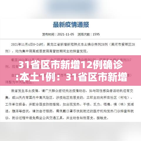 31省区市新增12例确诊:本土1例：31省区市新增本土确诊病例1例