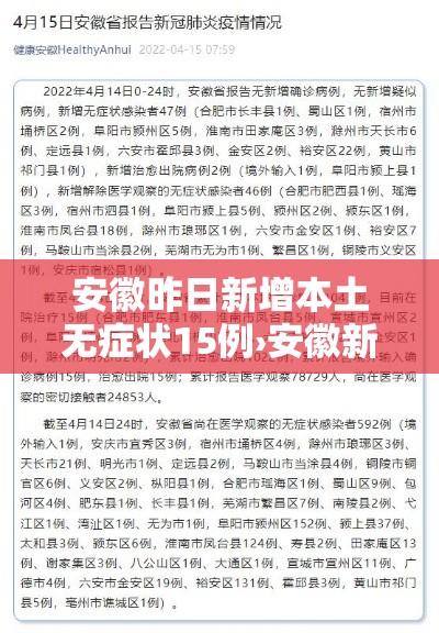 安徽昨日新增本土无症状15例›安徽新增4例本土确诊5例无症状