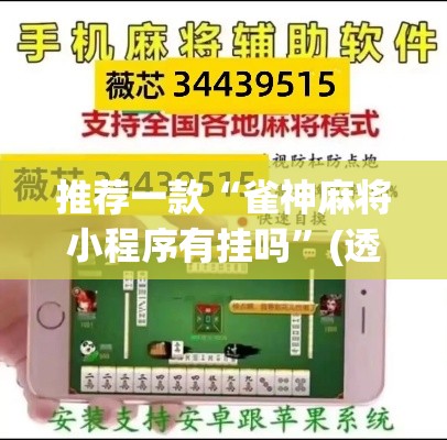 推荐一款“雀神麻将小程序有挂吗”(透视挂)辅助透视教程