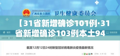 【31省新增确诊101例·31省新增确诊103例本土94例】