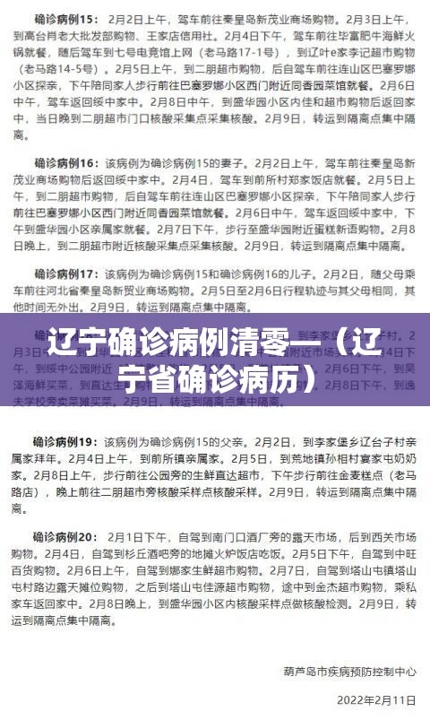 辽宁确诊病例清零—（辽宁省确诊病历）