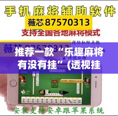推荐一款“乐趣麻将有没有挂”(透视挂)辅助透视教程