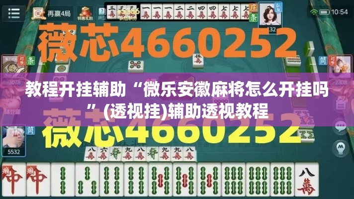 教程开挂辅助“微乐安徽麻将怎么开挂吗”(透视挂)辅助透视教程
