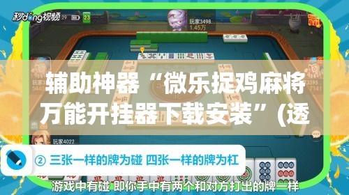 辅助神器“微乐捉鸡麻将万能开挂器下载安装”(透视挂)辅助透视教程