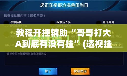 教程开挂辅助“哥哥打大A到底有没有挂”(透视挂)辅助透视教程