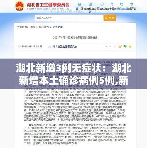 湖北新增3例无症状：湖北新增本土确诊病例5例,新增无症状感染者11例