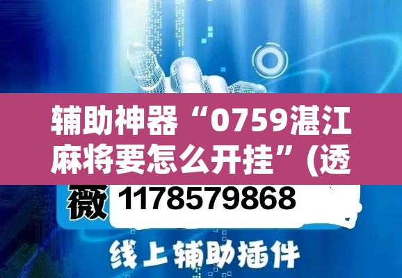 辅助神器“0759湛江麻将要怎么开挂”(透视挂)辅助透视教程