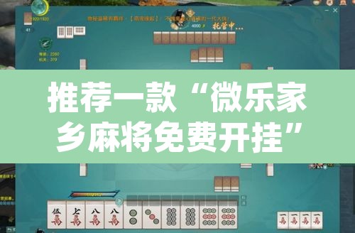 推荐一款“微乐家乡麻将免费开挂”(透视挂)辅助透视教程