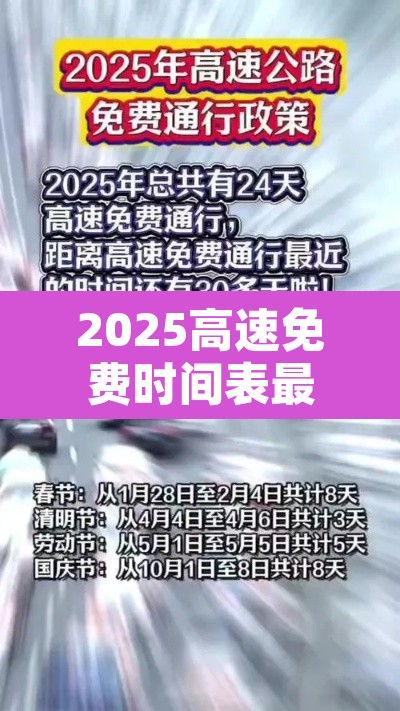 2025高速免费时间表最新公布：如何领取5000公里免费高速卡