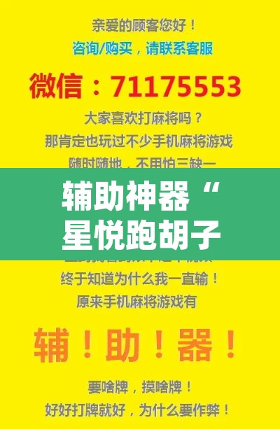 辅助神器“星悦跑胡子辅助软件”(透视挂)辅助透视教程