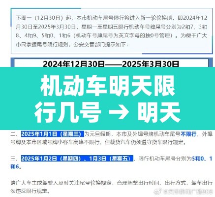 机动车明天限行几号 → 明天限行规定