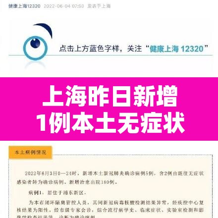 上海昨日新增1例本土无症状›上海昨日新增1例本土无症状感染者 上海昨日新增1例本土无症状›上海昨日新增1例本土无症状感染者