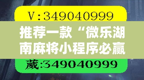 推荐一款“微乐湖南麻将小程序必赢神器免费”(透视挂)辅助透视教程