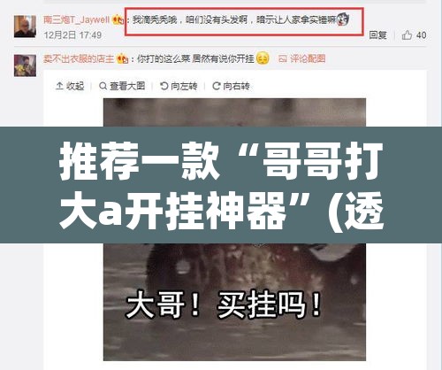 推荐一款“哥哥打大a开挂神器	”(透视)其实确实有挂