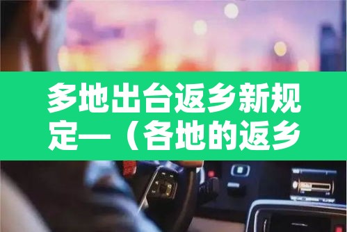 多地出台返乡新规定—（各地的返乡政策）