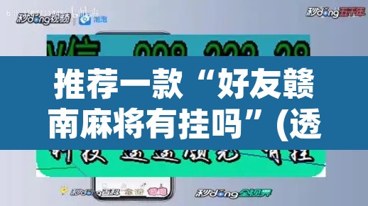 推荐一款“好友赣南麻将有挂吗”(透视挂)辅助透视教程