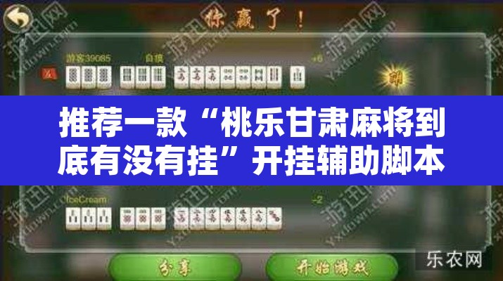 推荐一款“桃乐甘肃麻将到底有没有挂	”开挂辅助脚本+详细开挂安装教程