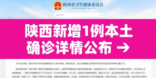 陕西新增1例本土确诊详情公布 → 陕西新增1例本土疑似