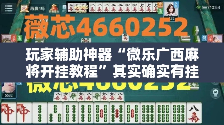 玩家辅助神器“微乐广西麻将开挂教程”其实确实有挂