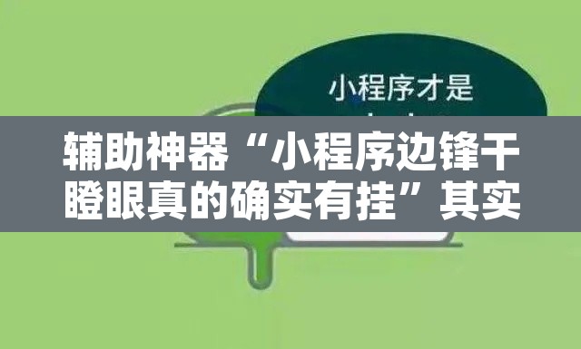 辅助神器“小程序边锋干瞪眼真的确实有挂”其实确实有挂